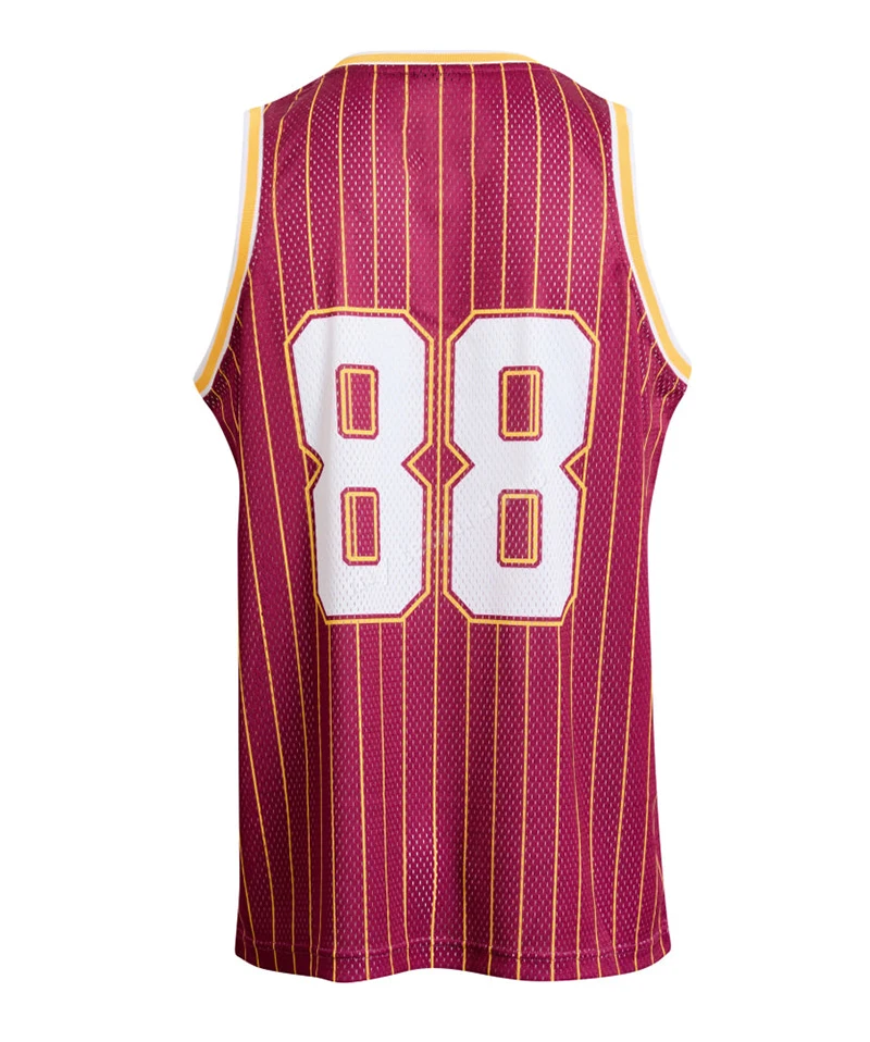 Men Women Kids Broncos 88# Retro Basketball Singlet Maroon Mesh Sleeveless Jersey Vintage Pinstripe Training Fan Sports Tank Top