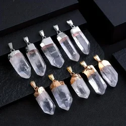 1pc Natural Clear Quartz Crystal Point Pendant Irregular Shape Rough Stone Charm Necklace Jewelry