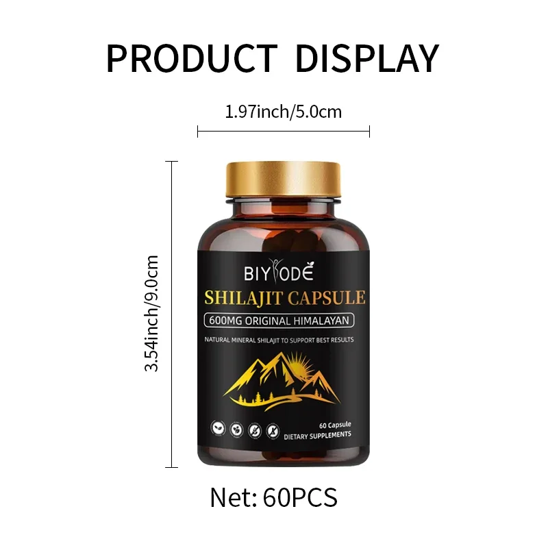 Shilajit-Capsule d'acide Fulvique de l'Himalaya pur, Trace Minorganisateur, Endurance énergétique, Soutien immunitaire, Complément alimentaire, Original, 600mg