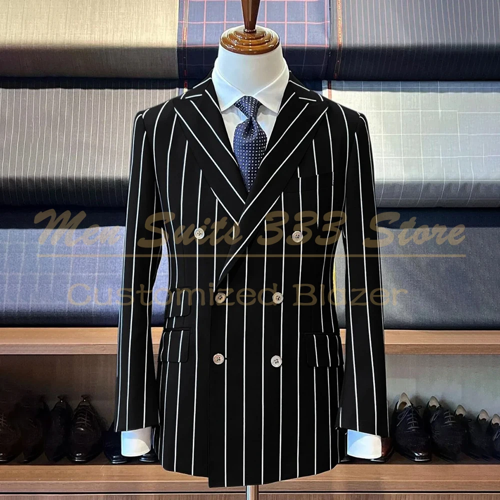 

Двубортные костюмы с лацканами для мужчин, модные облегающие костюмы обычной длины, комплект из двух предметов, куртка, брюки, мужская одежда, костюм Homme