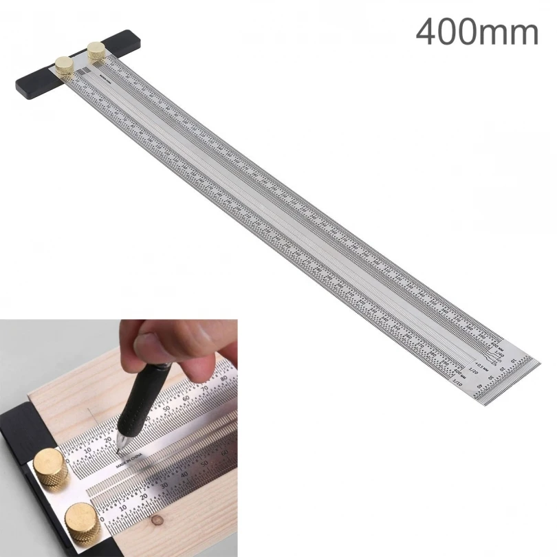 

400mm T-Type Stainless High-precision Woodworking Scale Hole Ruler All The Carpenter Woodworking Scribing Needs