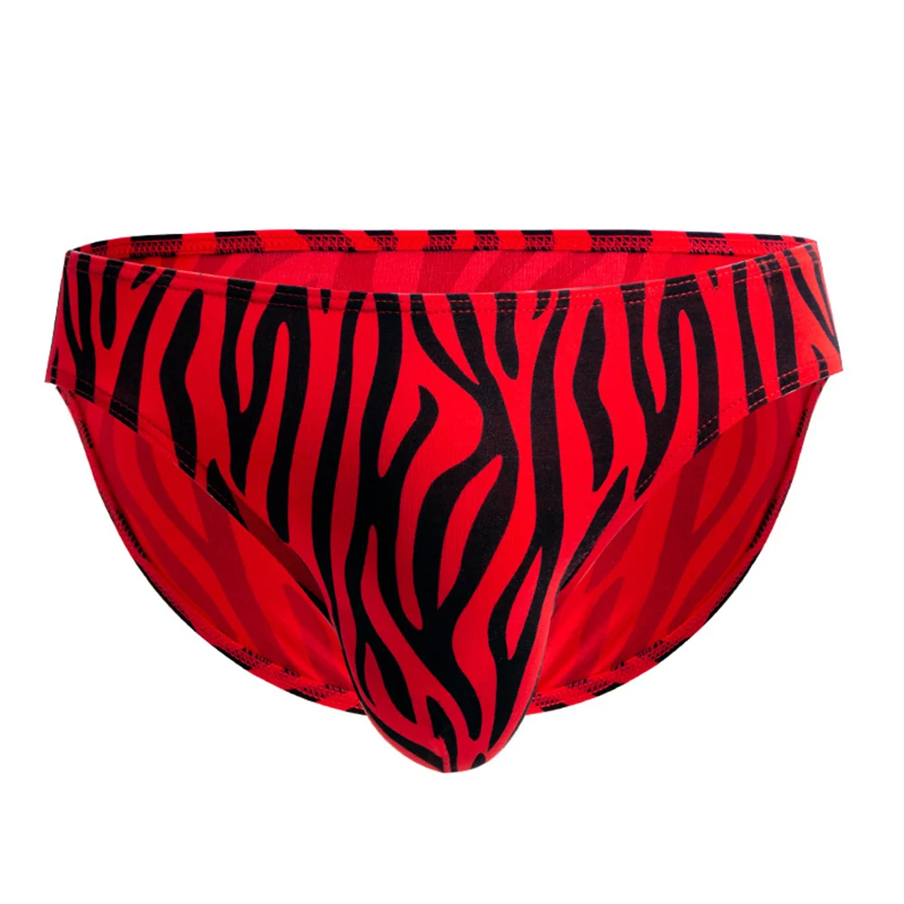 Low Waist Men's Stripe Print Briefs Breathable Stretchy Comfortable Underwear Sexy Fashion Triangle Panties Daily Wear