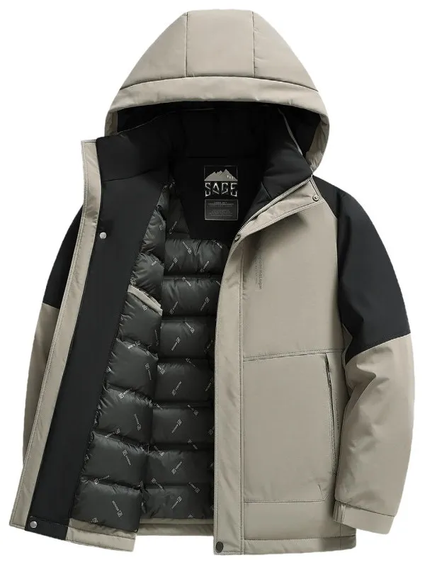 

Мужская зимняя утепленная куртка из флиса и пуха, теплая верхняя одежда для мужчин среднего и старшего возраста, повседневная городская одежда в стиле «папин стиль»