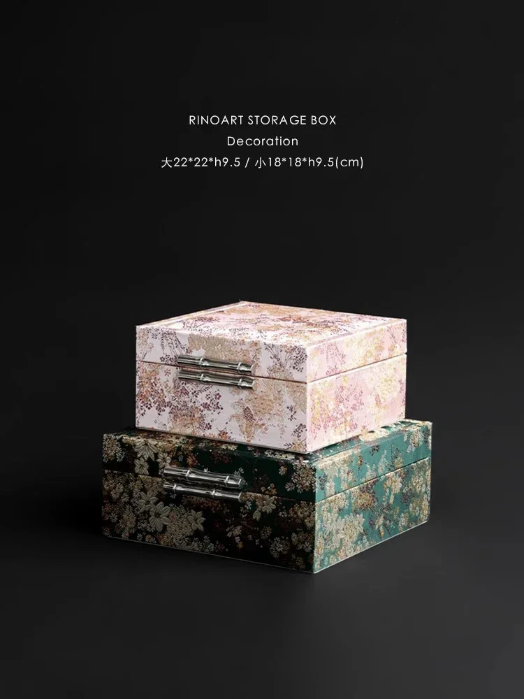 Silk Golden Thread Embroidery Brocade Show Box Handmade Embroidery Jacquard Jewelry Box with Dressing Mirror