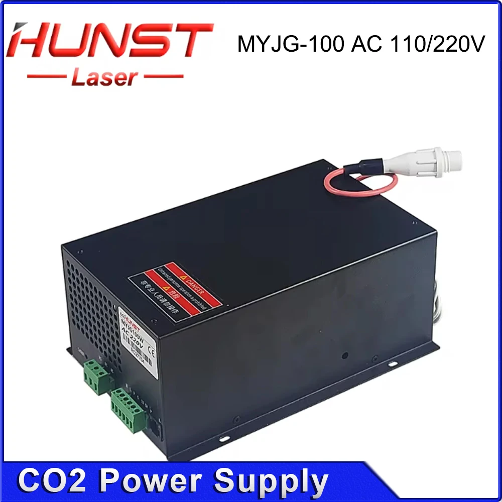 HUNST alimentatore Laser CO2 MYJG 100W supporta la tensione 110V/220V e viene utilizzato per macchine per incisione e taglio Laser 80W 100W.