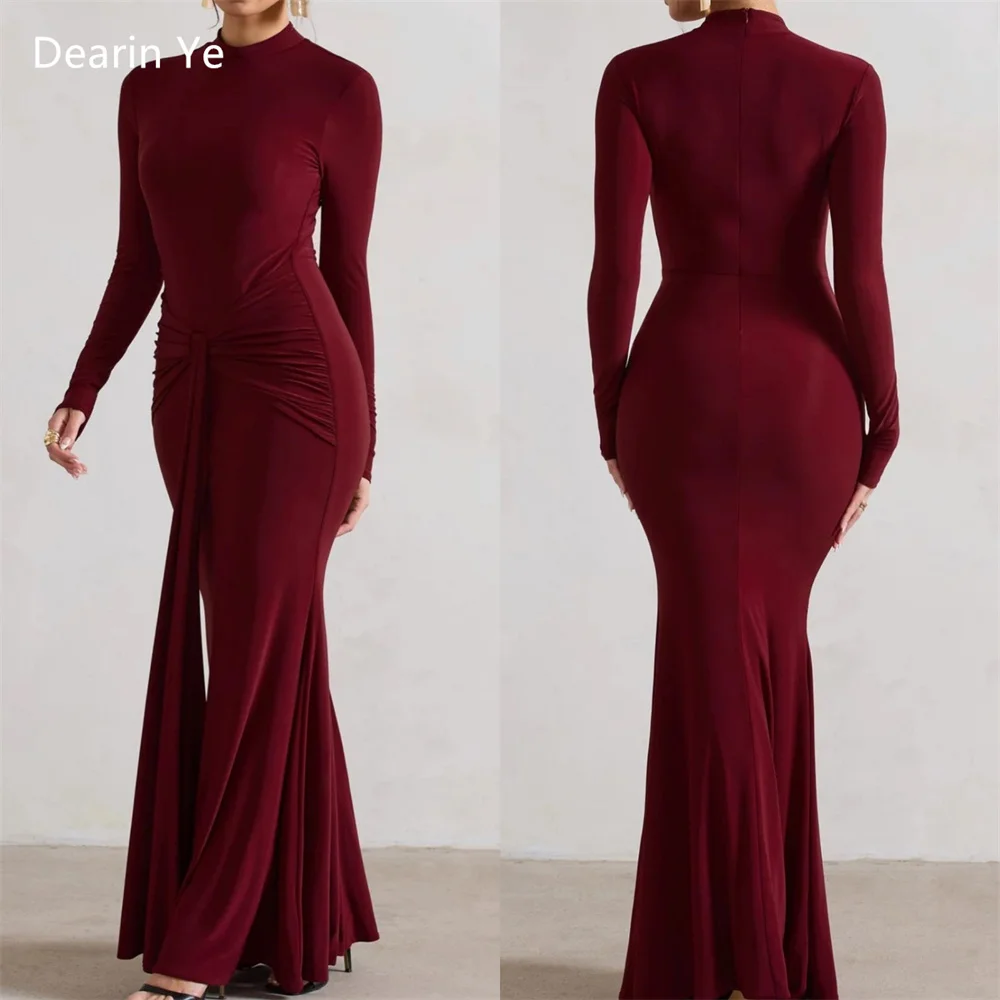 

Saudi Arabia Prom Gown Evening Dearin Scoop Neckline Sheath Floor Length Skirts Draped Ribbon Hugging Bespoke Occasion Dresses F