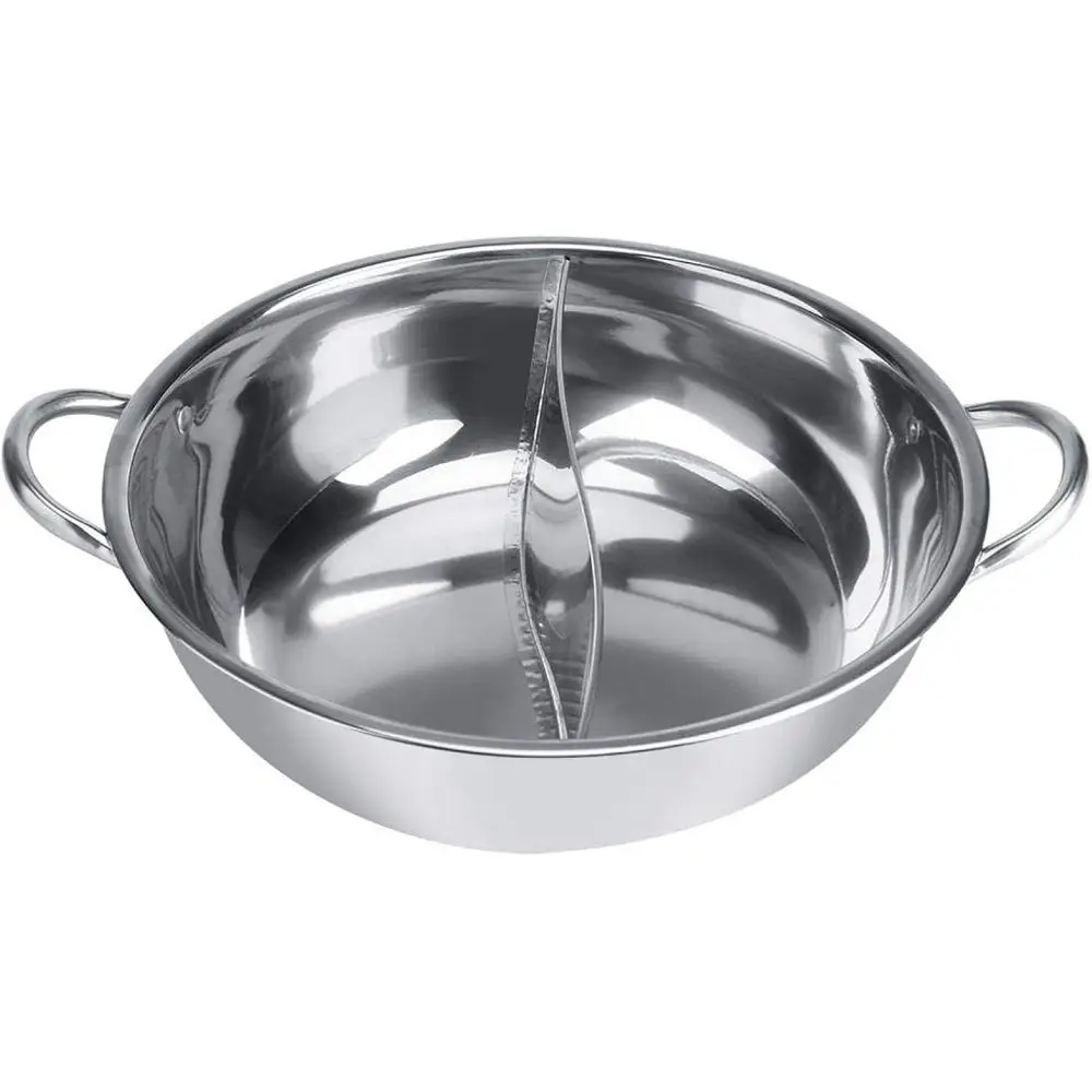 

Double-Sided Stainless Steel Pot Set, Ideal for Shabu Shabu and Induction Cooktops (34CM)