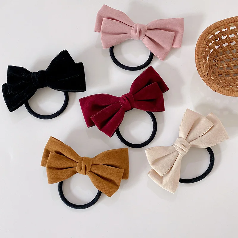 Sweet Velvet Bowknot Har Ties Women Rubber Elastic Hair Bands Elegant Girls Ponytail Holder Hair Bows Korean Accessories