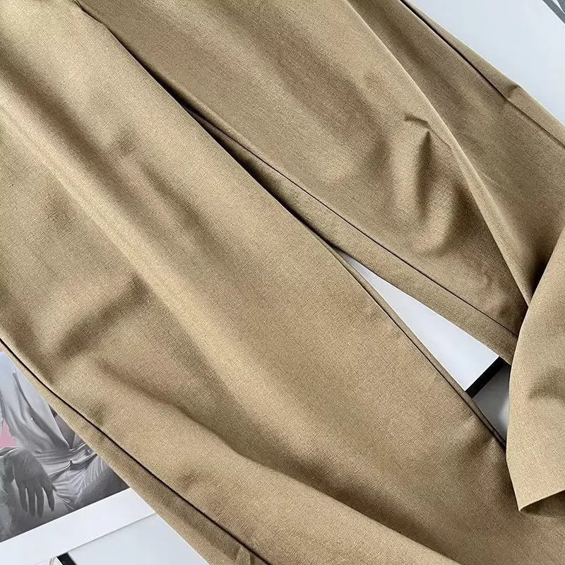 Jenny & dave inglaterra escritório senhoras retro calças femininas algodão linho moda simples cintura alta em linha reta casual