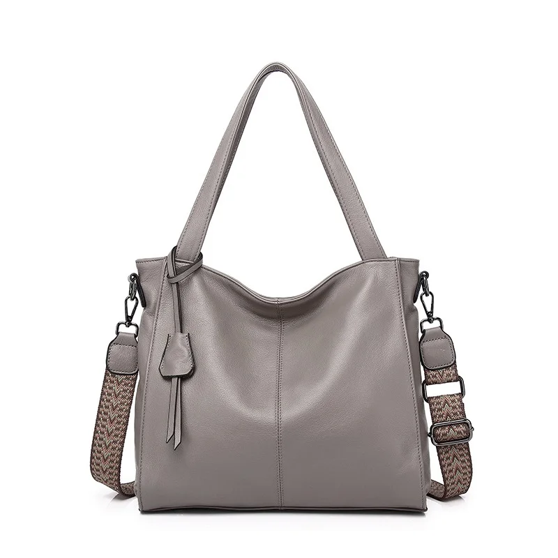 

Универсальная повседневная женская сумка из натуральной кожи, простая однотонная сумка через плечо, женская сумка-тоут на плечо