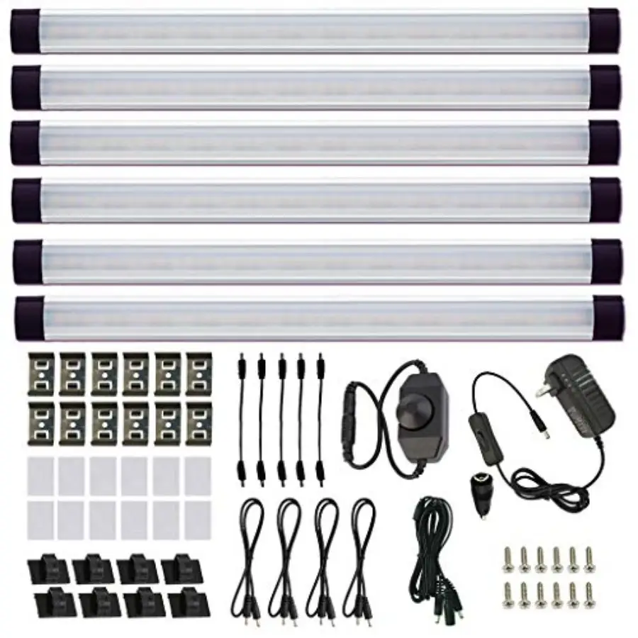 Dimmable LED Under Cabinet Light Bar Kit, 12V Plug-In, Corded