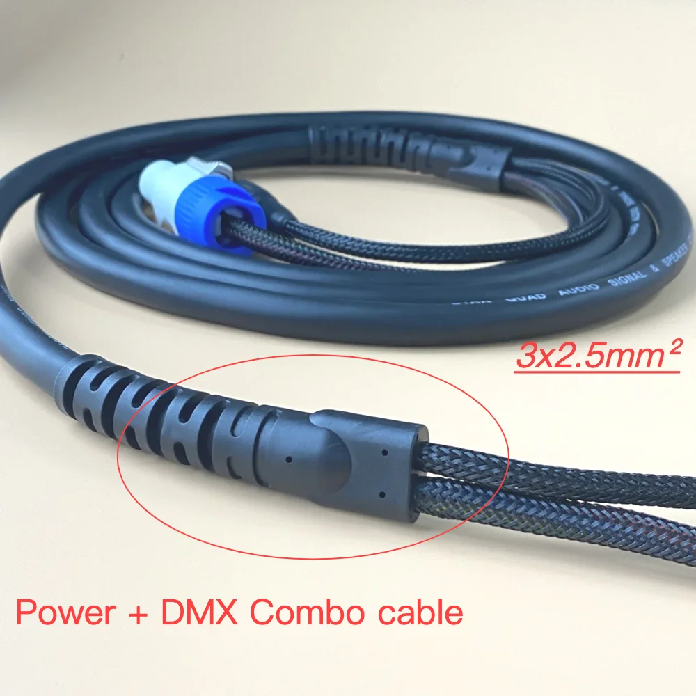 1M 2M Audio DJ Light Combo Cable PowerCON And DMX Combination Line 3x2.5mm² AC Power Wire 3Pin XLR DMX Connector For Stage Sound