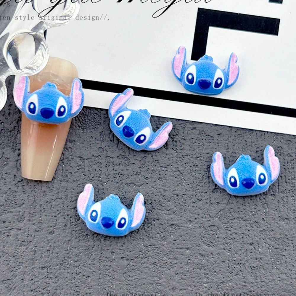 

100pcs cute Blue Stitch+Pink Angel Nail Accessories 3D Kawaii Big Eared Monster Nail Parts DIY Manicure decorations Crafts