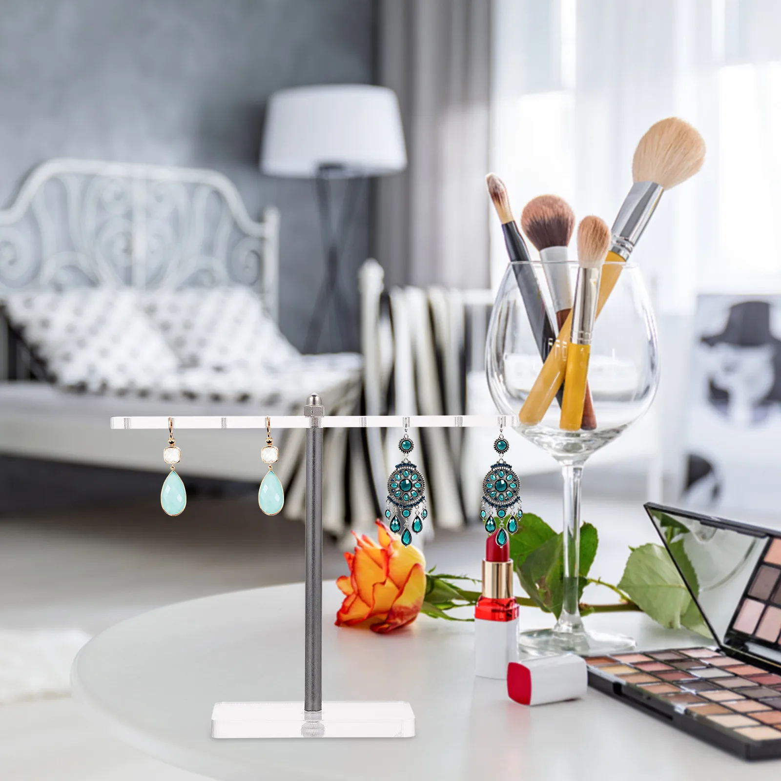 1Pcs Modern Minimalist Jewelry Organizer Stand for Earrings Necklaces Bracelets Desktop Display Rack Sturdy Clear Jewelry