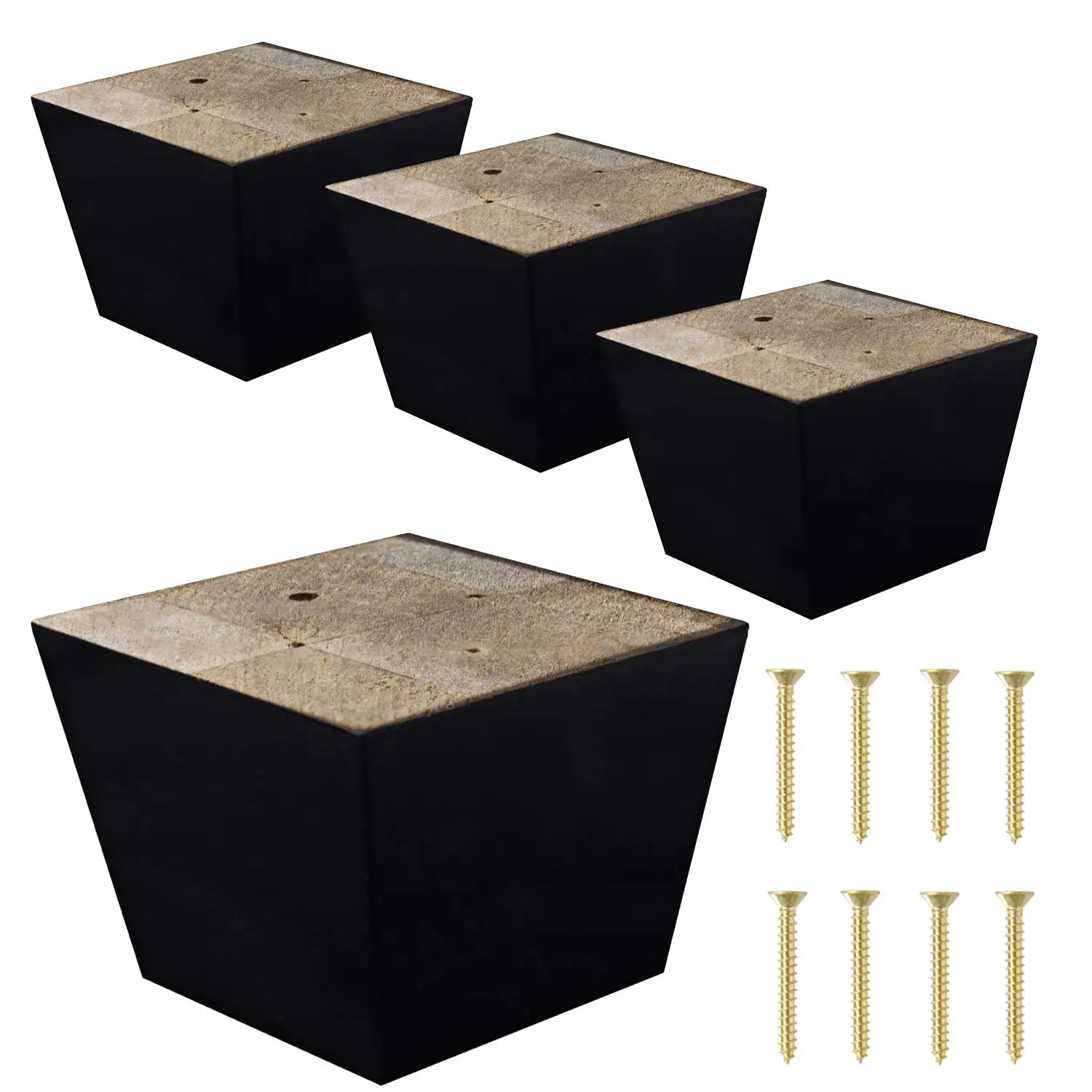 

Square Tapered Furniture Legs Set Of 4 For Sofa Chair Cabinet Table 3 Inch Height Walnut Finish