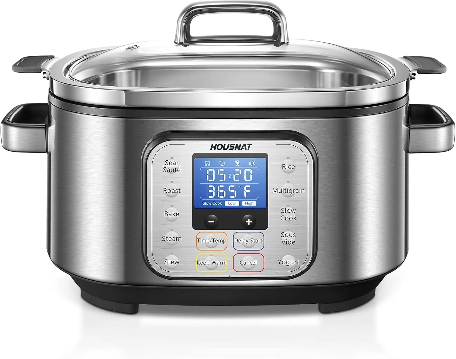 Slow Cooker, 10 in 1 Programmable Cooker, 6Qt Stainless Steel, Rice Cooker, Yogurt Maker, Delay Start, Steaming Rack and