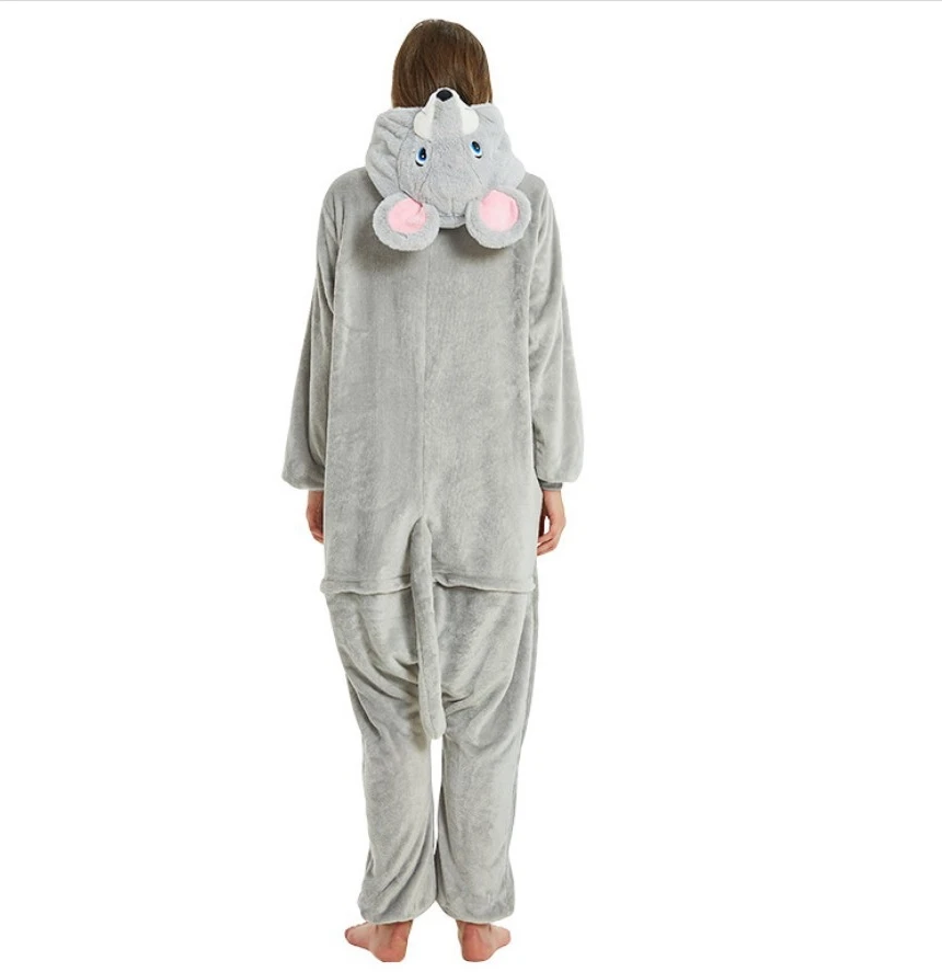 New Flannel Gray Mouse Onesies Kigurumi Adult Grey Rat Pajamas Nightgown Cosplay Costume Animal Pyjamas Sleepwear Set