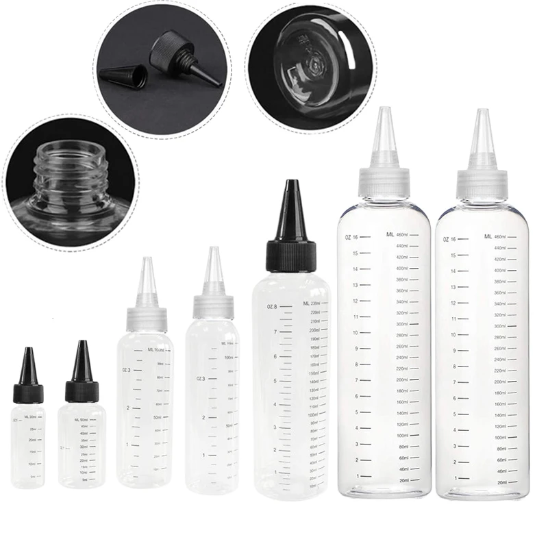 5Pcs 30/60/100/120/250/500ml Empty PET Plastic Ink Bottles With Screw-On Lids Refillable Liquid Oil  Dropper Bottles Container