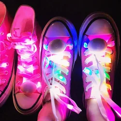LED Sport Shoe Laces Luminous Shoelaces Glow Shoe Strings Round Flash Light Shoelaces No Tie Lazy Shoe Laces Party Decor