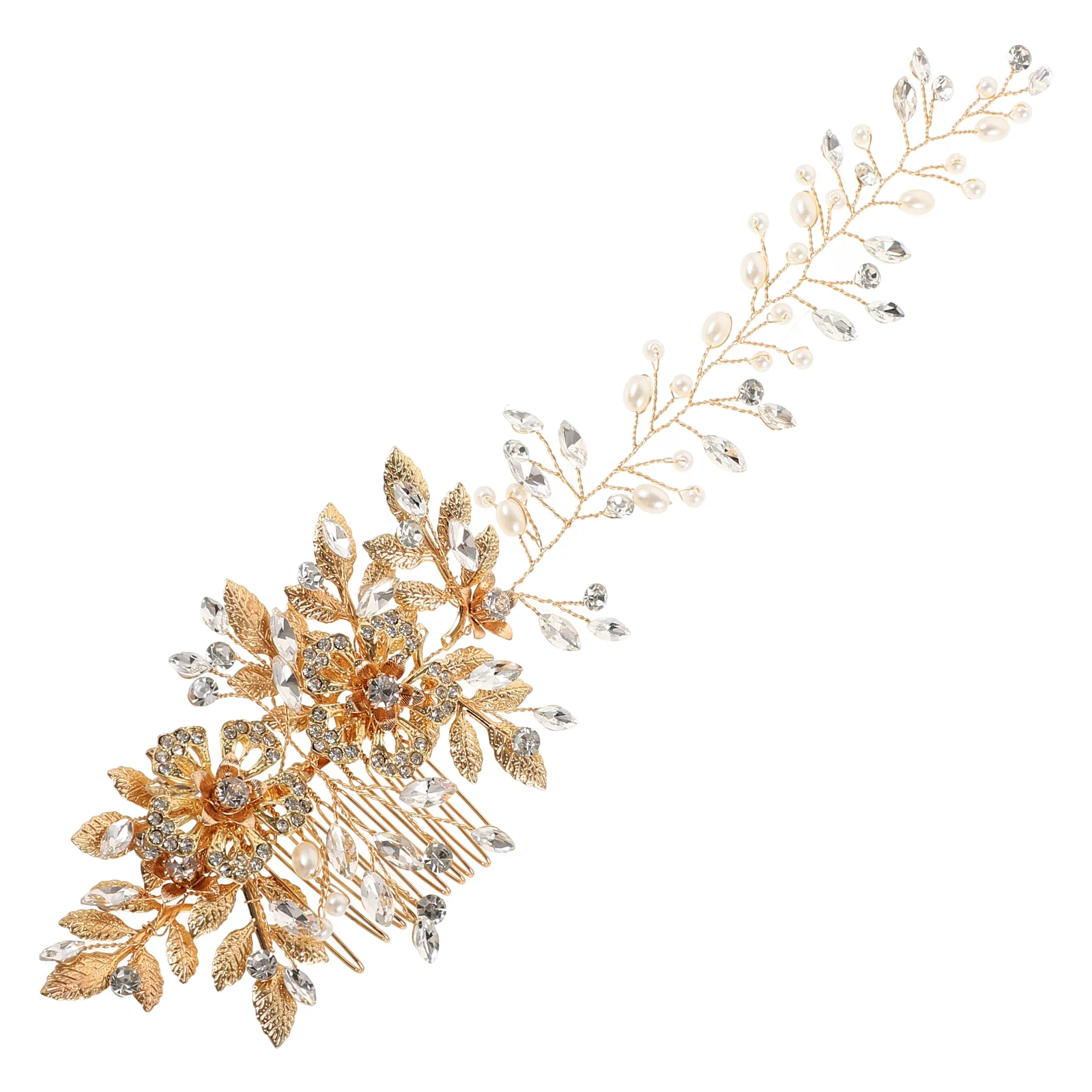 

Crystal Comb Bride Vintage Decor Hair Clip Alloy Flower Leaf Wedding Decoration