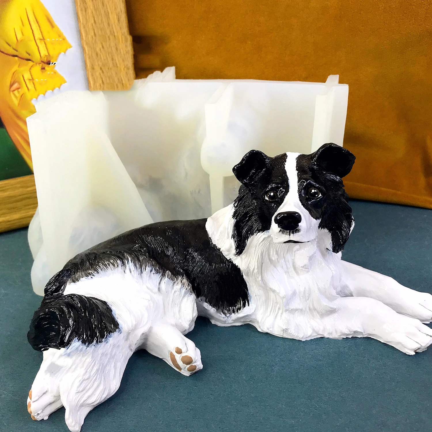 

Border Collie Silicone Mold Animal Epoxy Plaster Mold for Farmhouse Decor Pet Memorial Souvenir Plaster Gypsum Ornament Mold