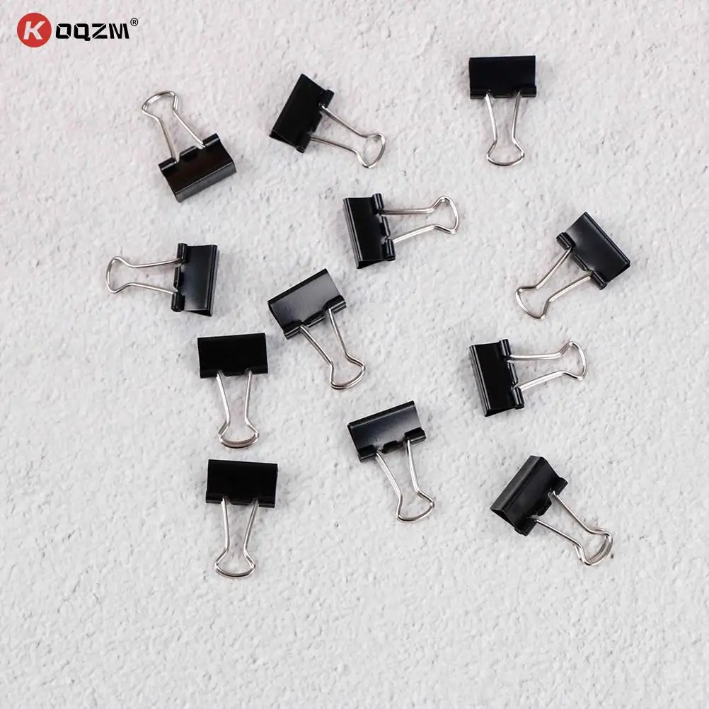 12pcs 15mm Metal Binder Clips Notes File Letter Paper Clip Photo Binding Stationery Binder Clips Office Binding Supplies