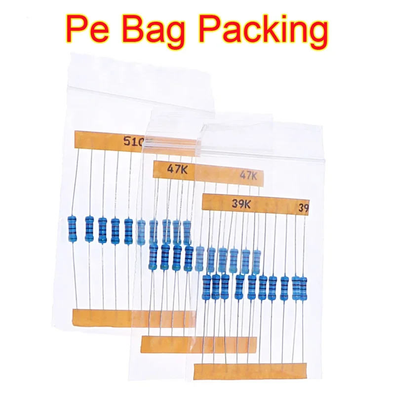 1/8W 1/4W 1/2W 1W 2W Metal Film Resistors Assortment Kit Box 1% 0 ohm - 10 M Electronic Components resistor package