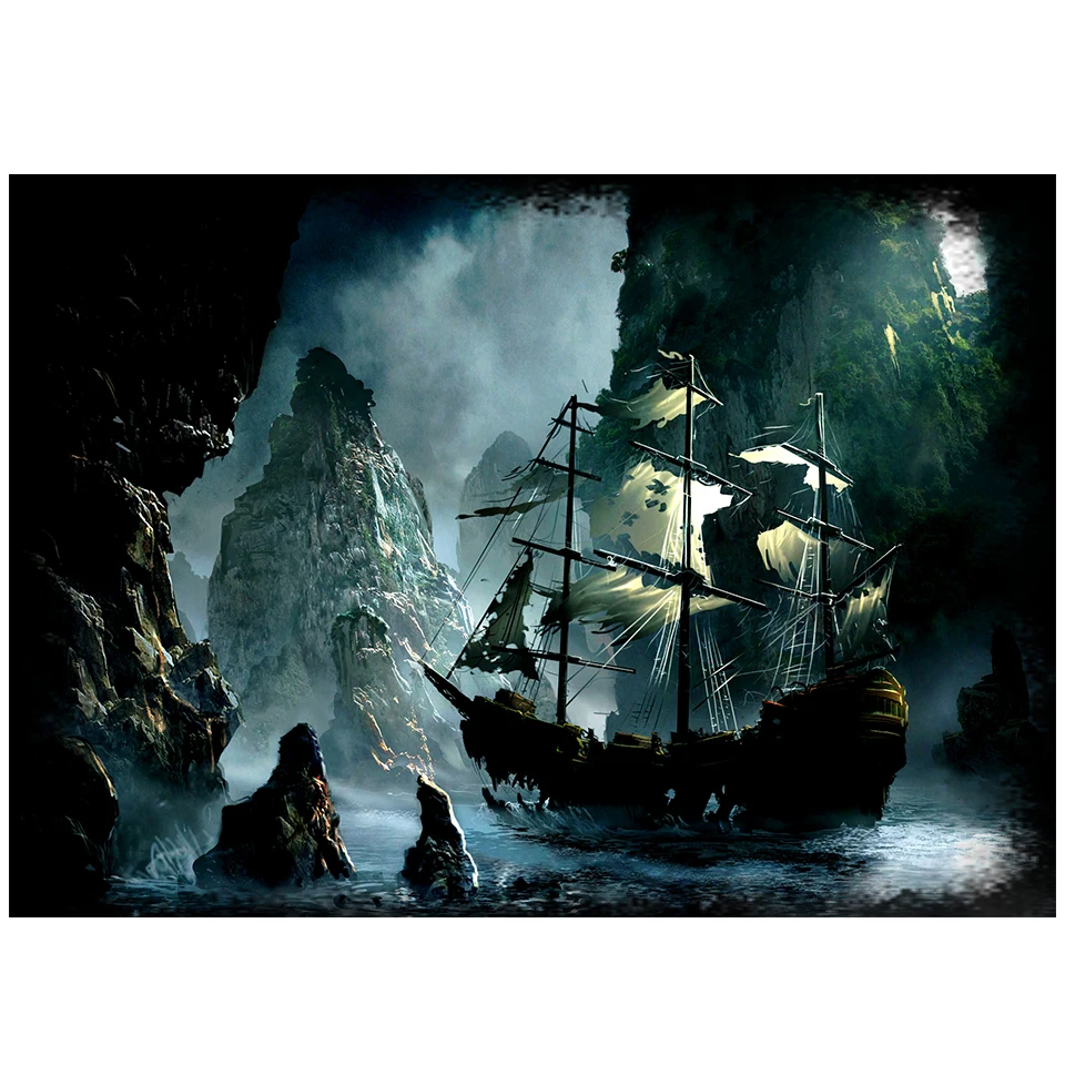 Ghost ship DIY Diamond Painting kits Mosaic Cross Stitch 5d Full square/round Diamond Embroidery kits Pirate ship fantasy art