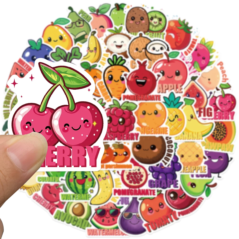 50pcs Cartoon Fruit Apple Orange Stickers Decals For Phone Notebook Suitcase DIY Graffiti Aesthetic Stickers Kids Toys Gifts