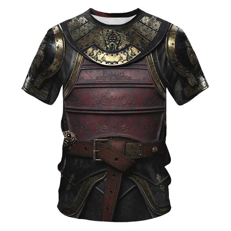 Summer Medieval Armor T-Shirts Knight 3D Printed Streetwear Men Women Fashion Oversized T Shirt Cosplay Kids Tees Tops Clothing