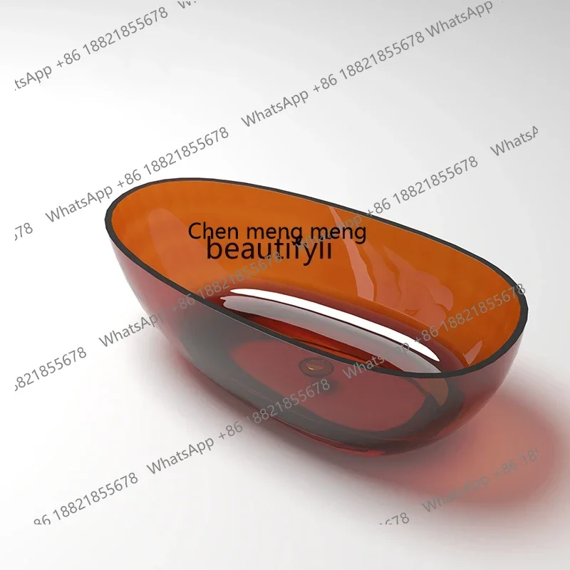 

X Q Color artificial stone crystal goose egg transparent resin bathtub household independent double bathtub