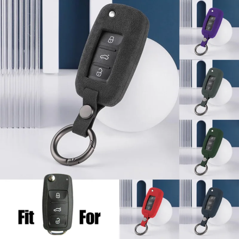 

A+ Suede Leather Car Key Fob Case Cover For VW Golf MK4 Beetle Jetta Passat CC GTI