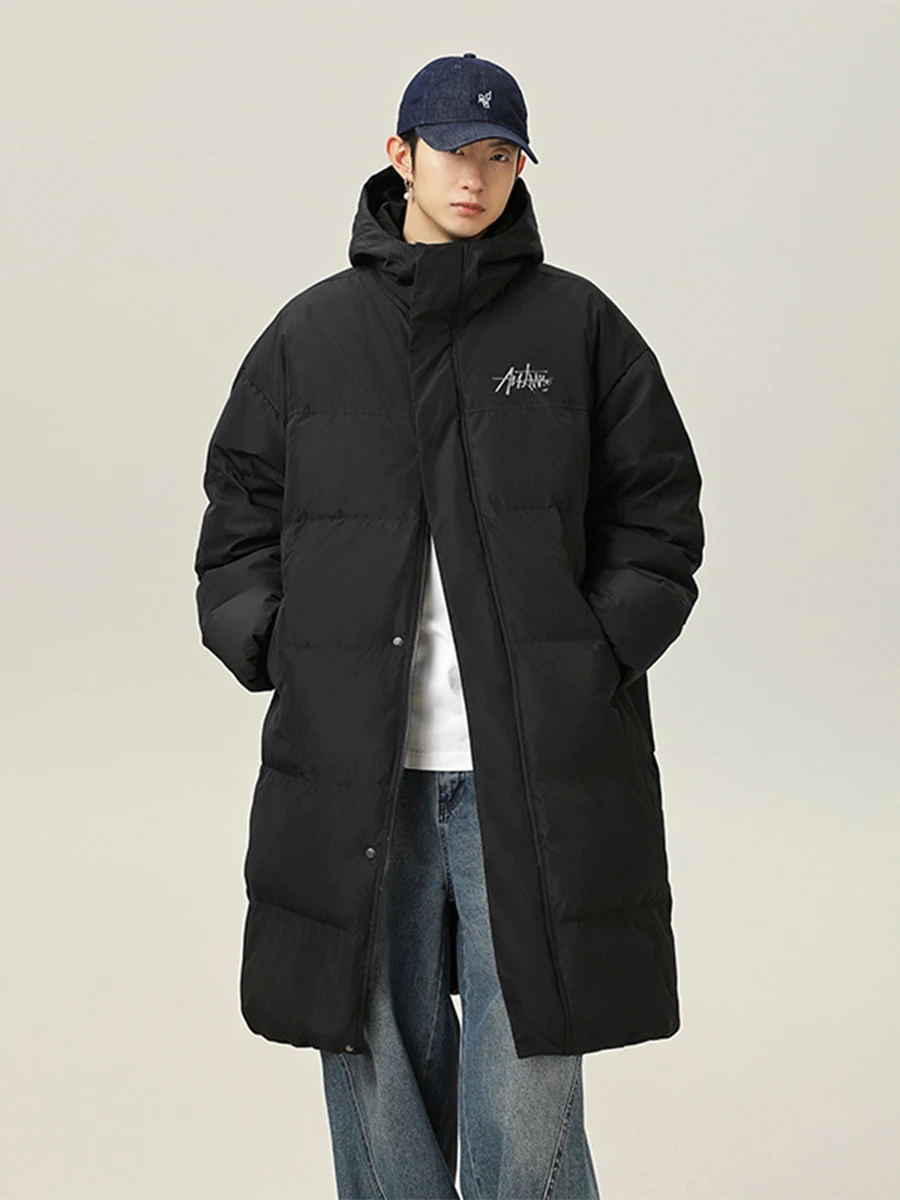 

Мужское длинное пуховое пальто с капюшоном, зимнее, теплое, утепленное, оверсайз, до колен, модное, повседневное, Cleanfit Sle