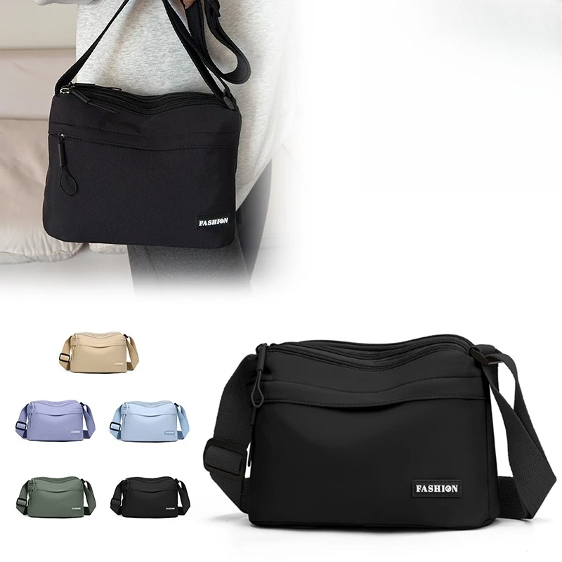

Large Capacity Nylon Crossbody Bag for Women 3 Main Pockets Multi-Compartment Shoulder Purse Handbag for Mothers Shopping