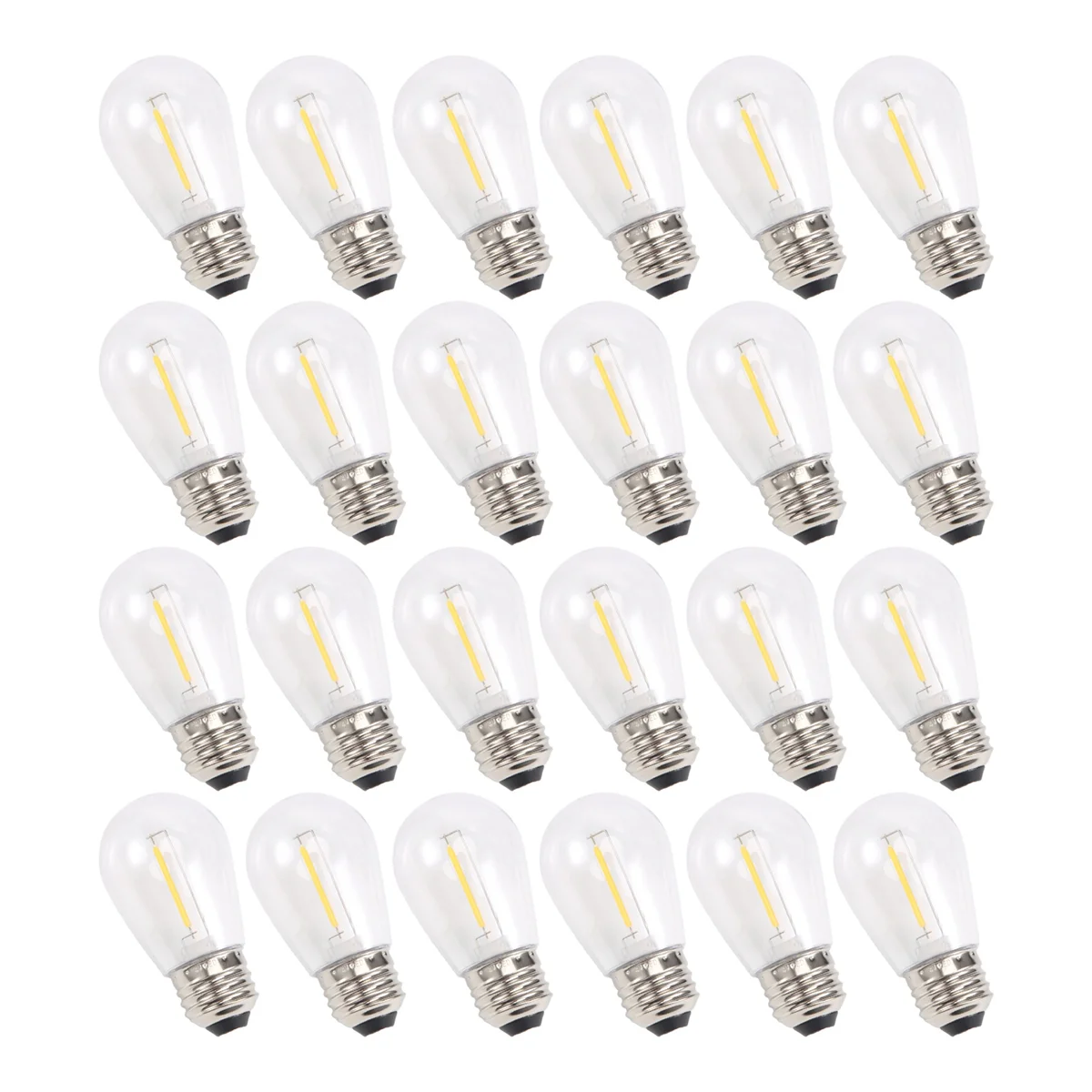 24-pack 3V LED S14 vervangende gloeilampen, onbreekbare buitenlampen op zonne-energie, warm wit