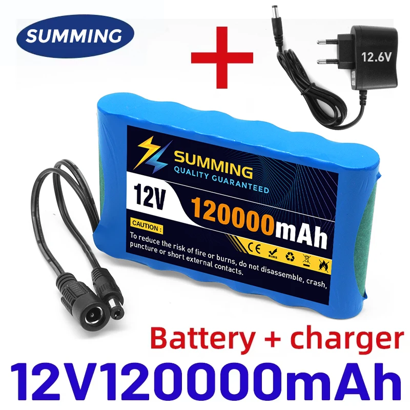 Original NEW Portable Super 12V 20000mah Battery Rechargeable Lithium Ion Battery Pack Capacity DC 12.6v 30Ah CCTV Cam Monitor +