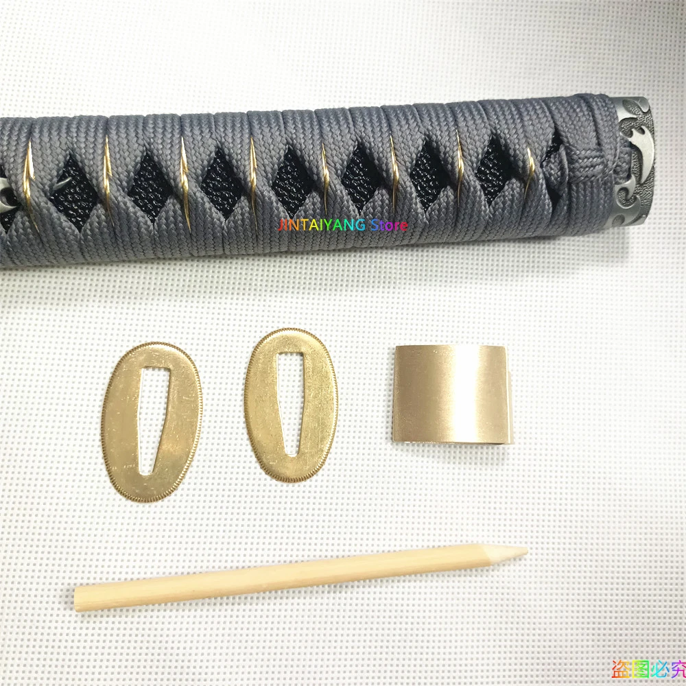 High Quality 26CM Tsuka Hilt Alloy Tsuba Fuchi Menuki Kashira Brass Habaki Seppas Fittings F Japanese Sword Katana A Set Parts