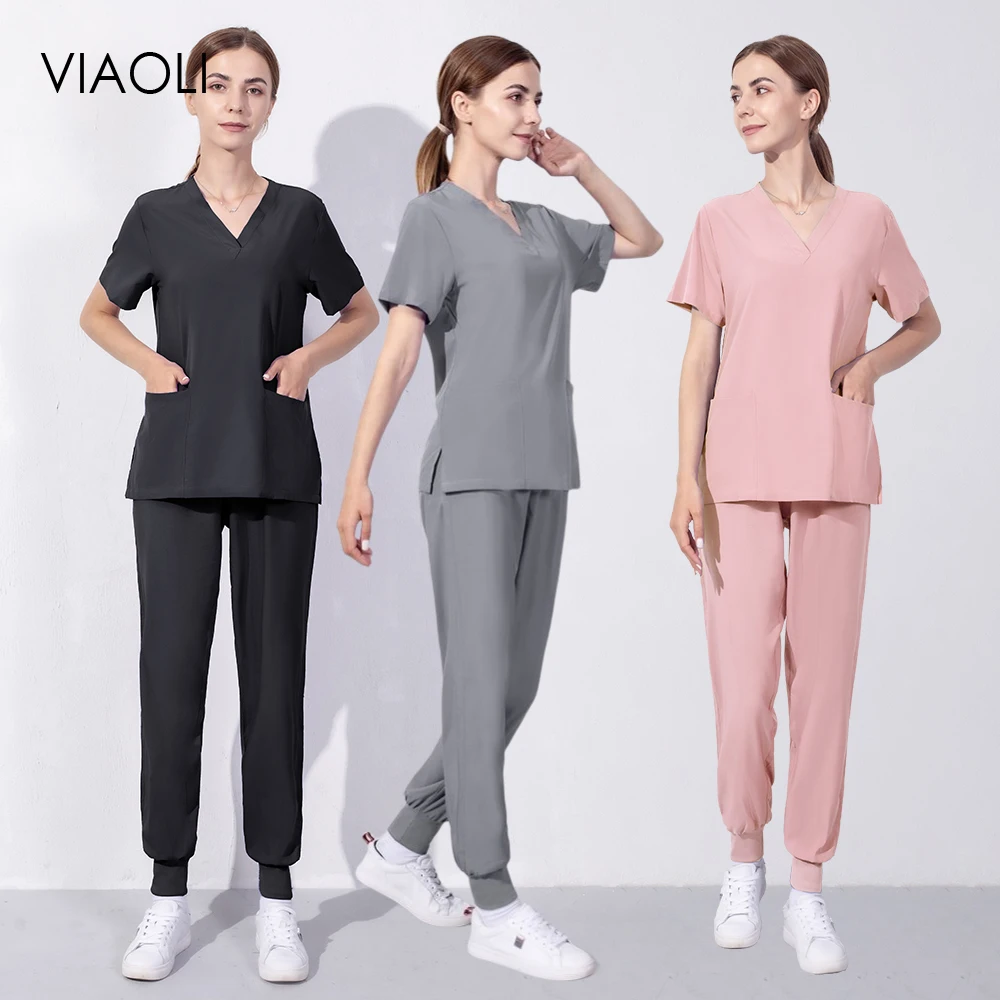 

Pharmacist Cleaning Scrub Set Hospital Stomatology Dentistry Doctor Work Nursing Medical Uniform summer V-neck Fashion Wholesale