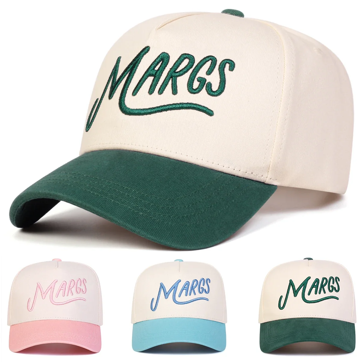 Unisex MARGS Baseballkappen mit Buchstabenstickerei, Frühling und Herbst, für den Außenbereich, verstellbare Freizeithüte, Sonnenschutzhut, Sportkappe