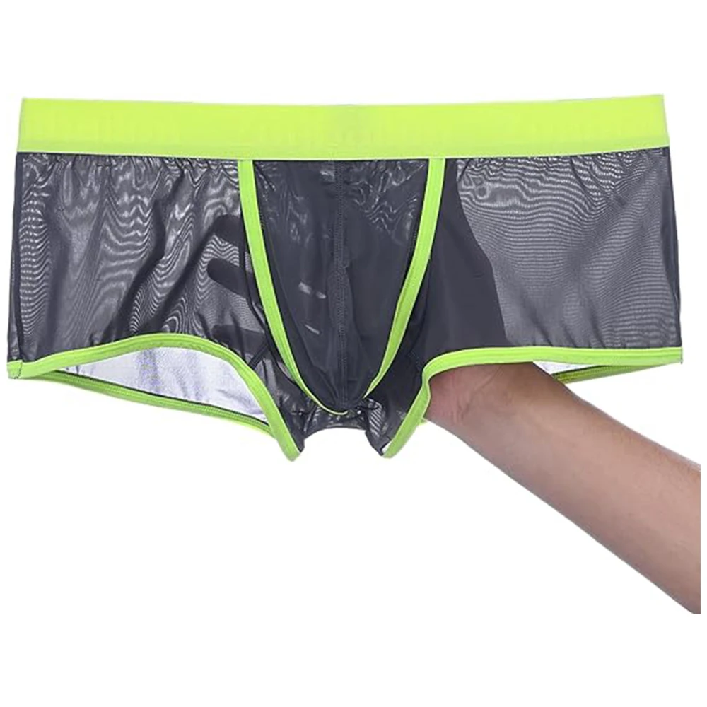 Zonbailon Mens Comfortable Mesh Boxers Briefs See Through Trunks  With Ball Pouch Menunderwear