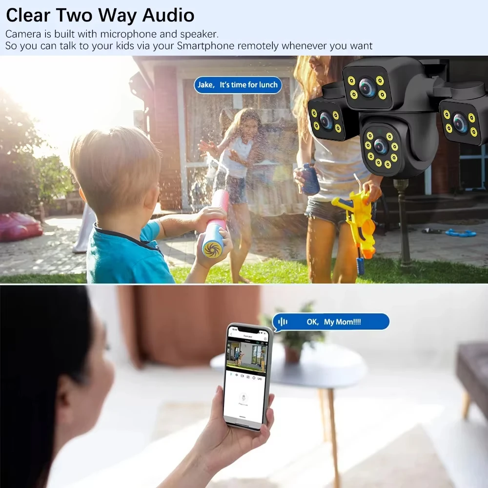 Kamera IP 15MP HD WIFI Kolorowy Tryb Nocny Trzy Ekran Trzy Obiektywy Automatyczne Śledzenie IP66 Wodoodporna CCTV Bezpieczeństwo Wideo Tuya Smart
