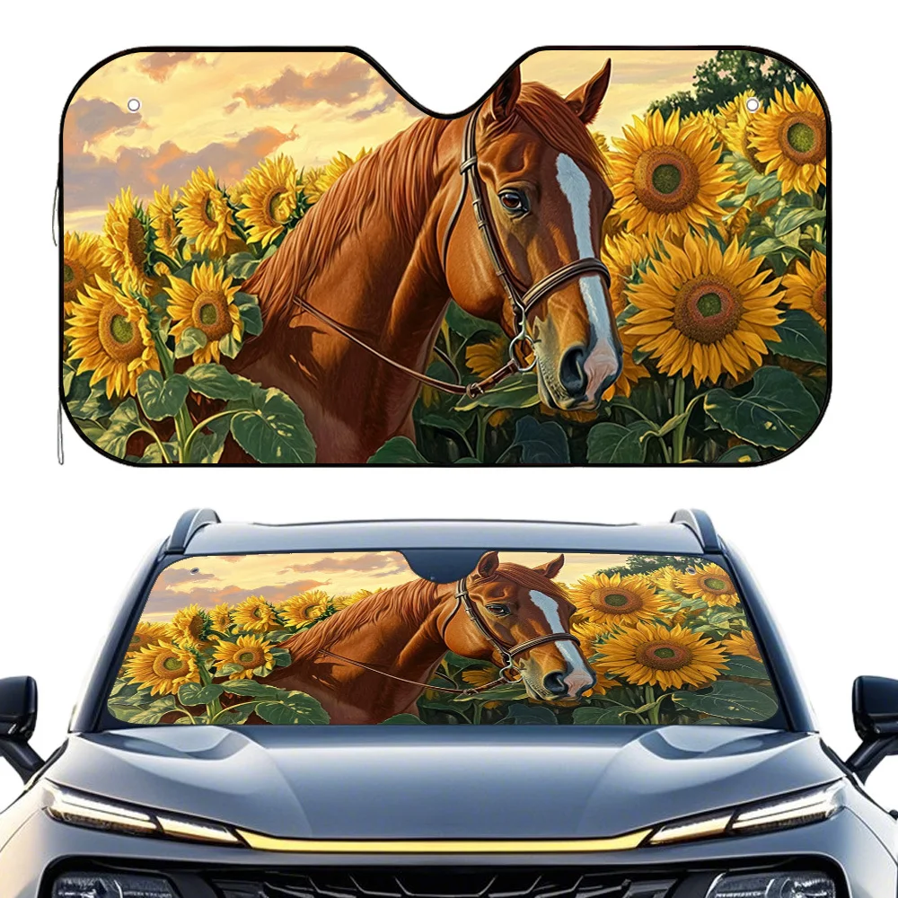 1pc Horse-Themed Sunshade For Car Visors, Perfect For Everyday Journeys, It Minimizes Sunlight Exposure And Enhances Comfort Wit