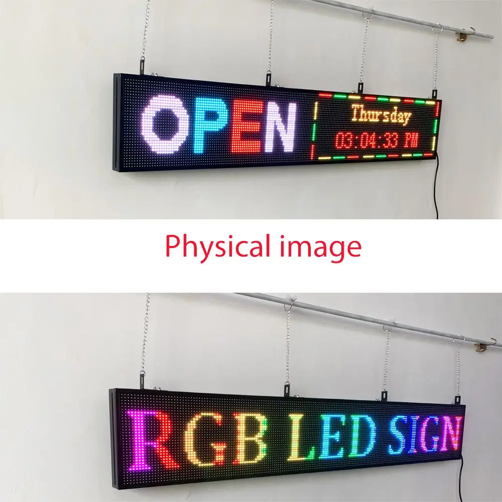 LED Scrolling Display Semi-outdoor Full Color P10 77"X14" WIFI Control Electronic for Business Advertising Board