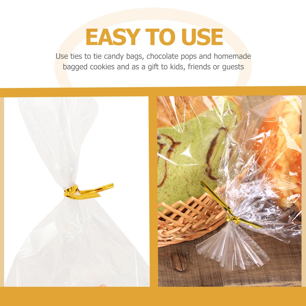 

2pcs Metallic Twist Ties Reusable Bread Candy Packaging Ties Strong Flexible DIY Craft Gift Bag Decoration Safe Material