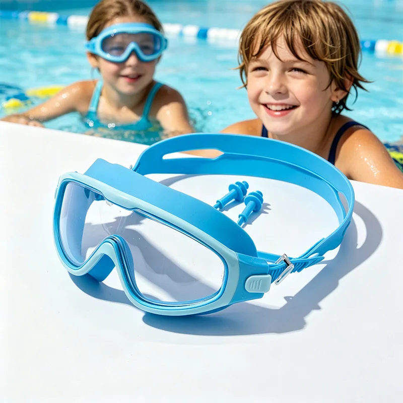 Kids Swimming Goggles for Boys & Girls (3-15 Years) - Big Frame HD View, Anti-Fog, No-Leak, Comfortable Silicone Swim Goggles