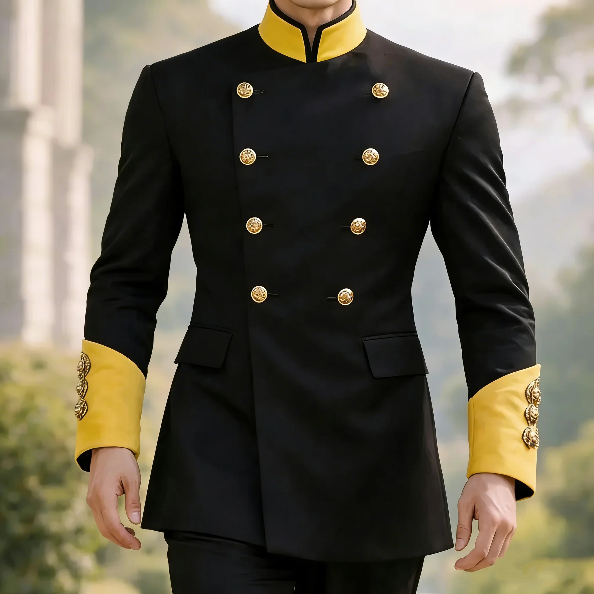 

Мужские костюмы черного цвета с уникальным дизайном, двубортные, для свадьбы, вечеринки, торжественных мероприятий, наряды для жениха, индивидуальный пошив, комплект из 2 предметов: пиджак и брюки