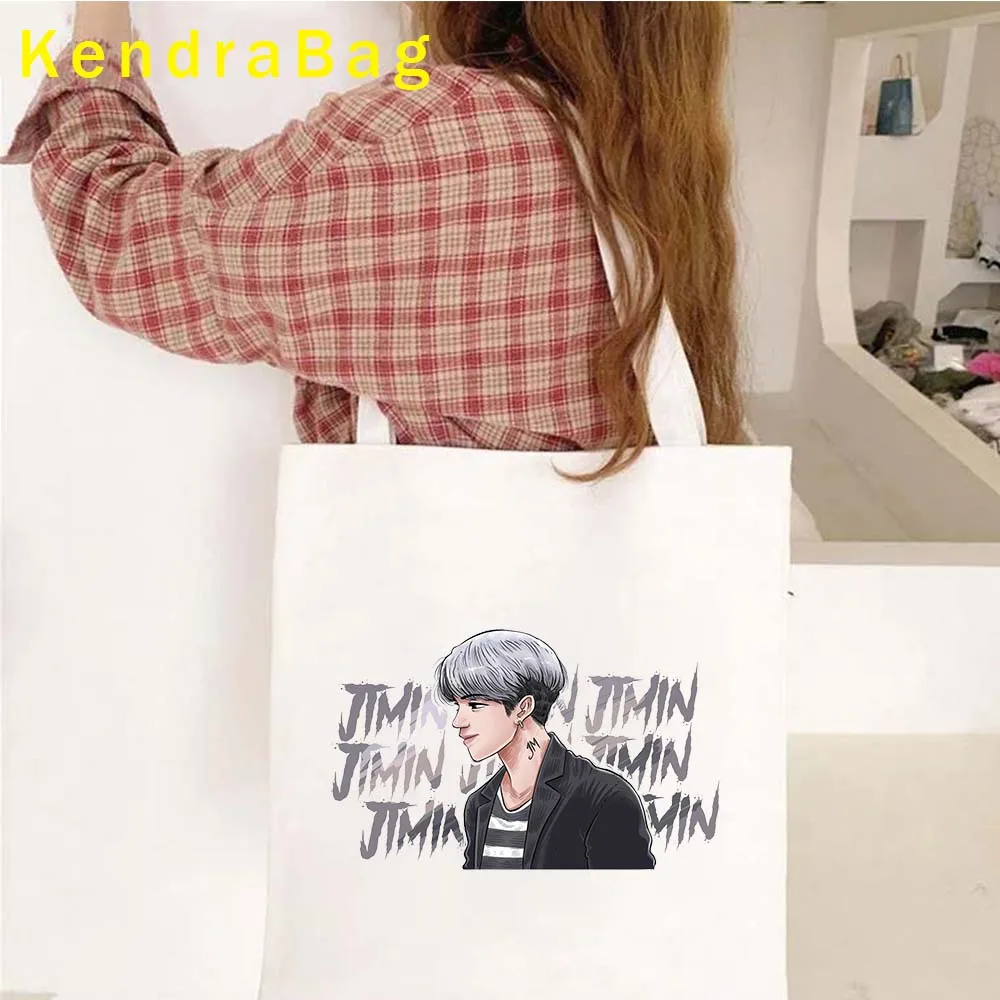 Kdrama Lover Funny Eat Sleep KPop Repeat Finger Heart K Pop Gifts Girl South Korea Anime Canvas Bags Bubble Tea Shopper Handbags