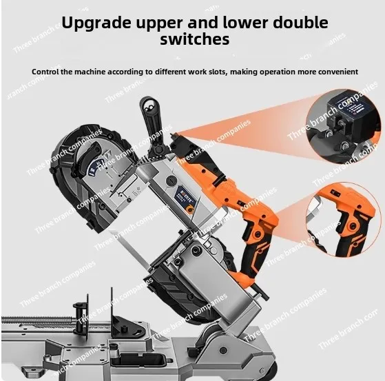 Portable Band Saw, Handheld Saw for Metal and Wood Cutting, 1100W Removable Base Saw