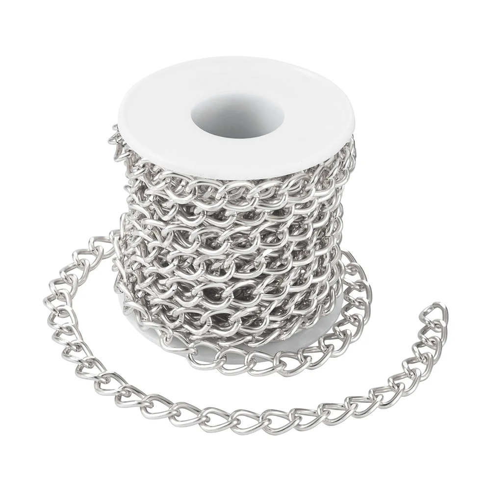 PandaHall 5m/Rolle Aluminium Unverschweißte Panzerkette, Golden 11,5x8x1,8mm Leichtgewicht für DIY Halsketten Armbänder Schmuckherstellung Handwerk – Detail 12