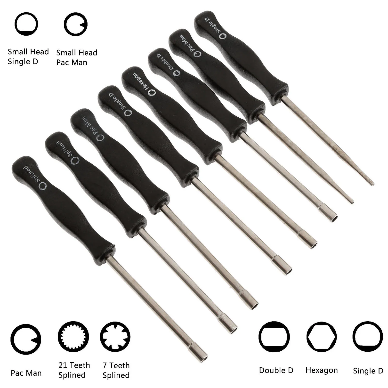 Carburetor Adjustment Tool Pac Man/Small Pac Man/Single D/Small Single D/Double D/Hexagon/7 Teeth /21 Teeth Splined Screwdriver